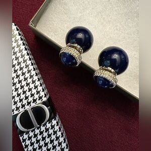 vintage dior cobalt blue earrings